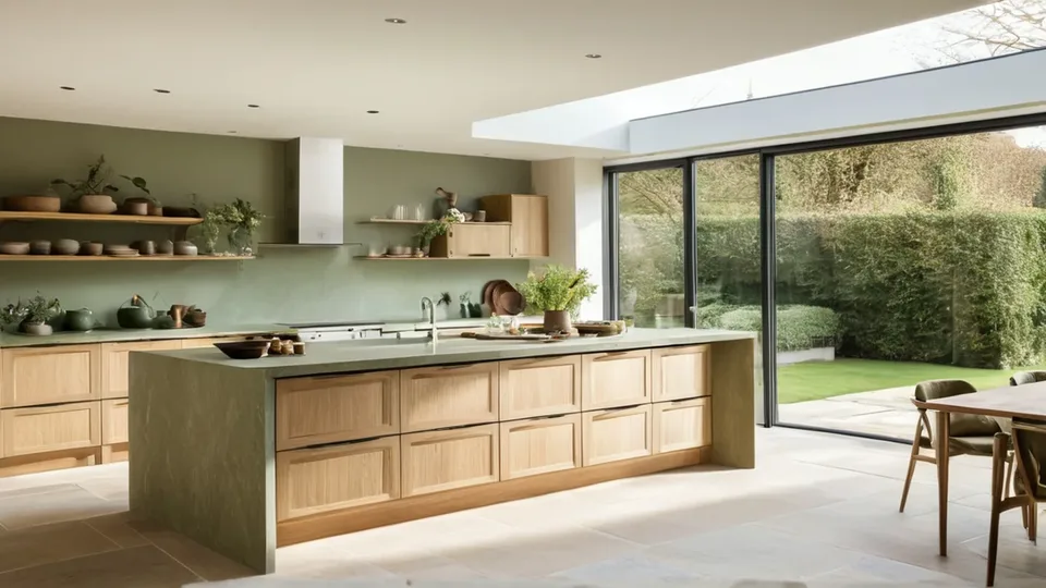 Living room with fitted media cabinetry