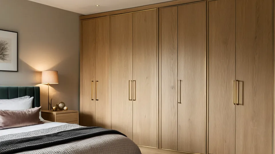 Fitted wall panelling in bedroom